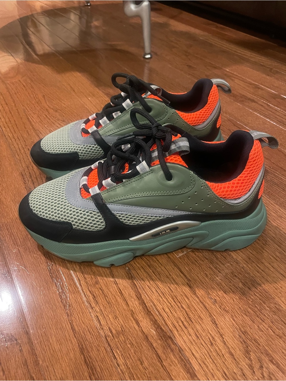 Dior Green and Neon Orange Chunky Mesh Sneakers size 9